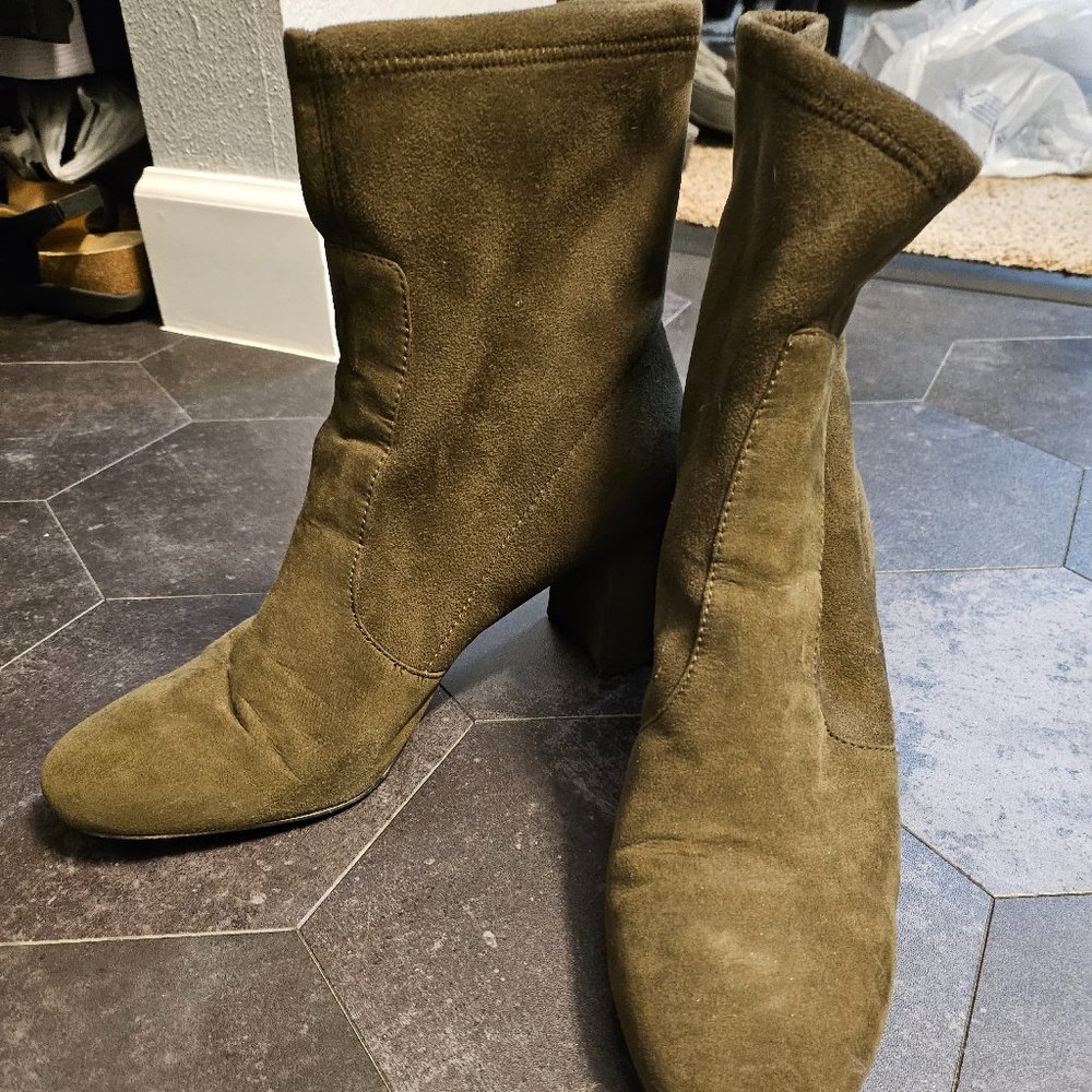 Olive Green Suede ankle boots